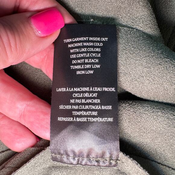 BLANK NYC Women's sz Medium Green Drape Front Faux Suede Jacket 2-in-one - Picture 7 of 10